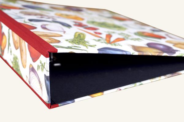 Colorful vegetables on individual folder with mechanics